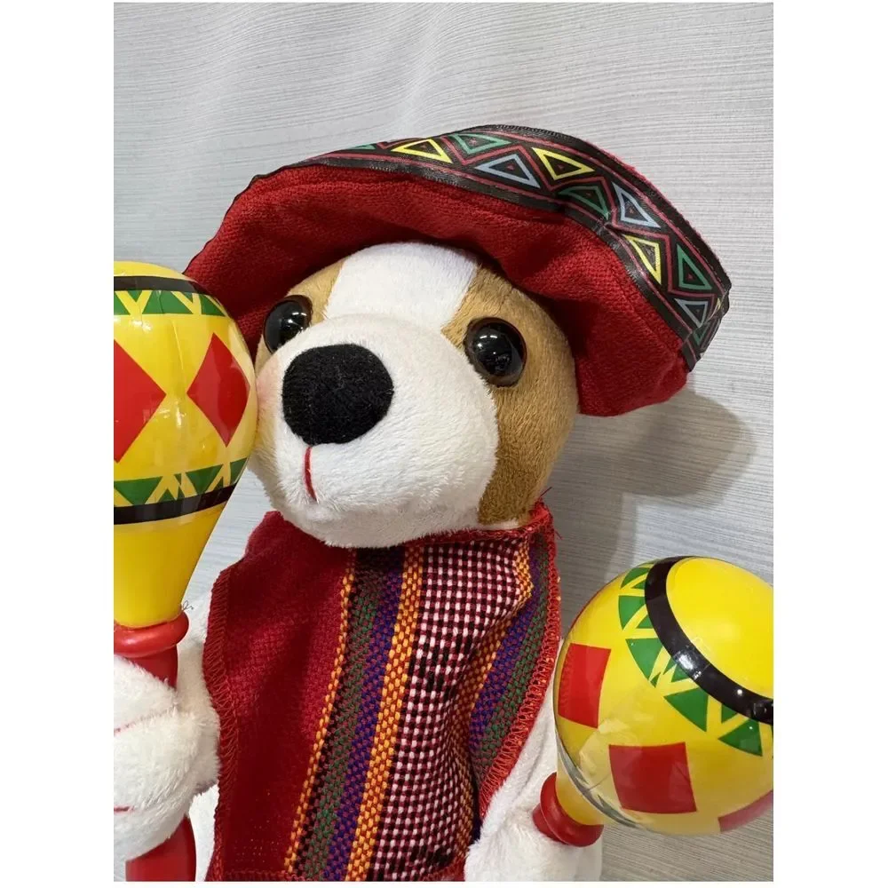 Be jolly animated puppy Plush with Maracas Mexican Fiesta Style‎ Decorative